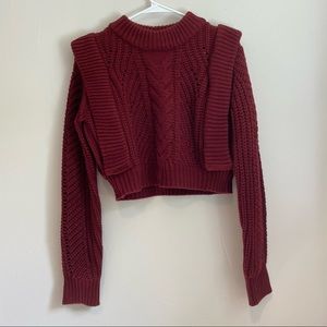 English Factory Medium Maroon Knit Chunky Sweater